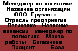 Менеджер по логистике › Название организации ­ ООО “Грузавто“ › Отрасль предприятия ­ Логистика › Название вакансии ­ менеджер по логистике › Место работы ­ Селезнева 4 › Процент ­ 30 › База расчета процента ­ от прибыли предприятия - Краснодарский край, Краснодар г. Работа » Вакансии   